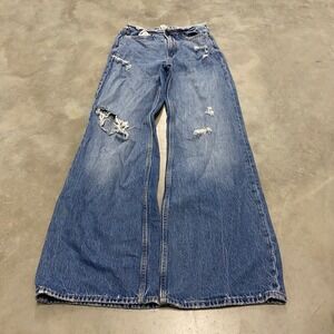 ARIZONA JEAN CO Distressed Wide Leg Jeans Blue Size 0
